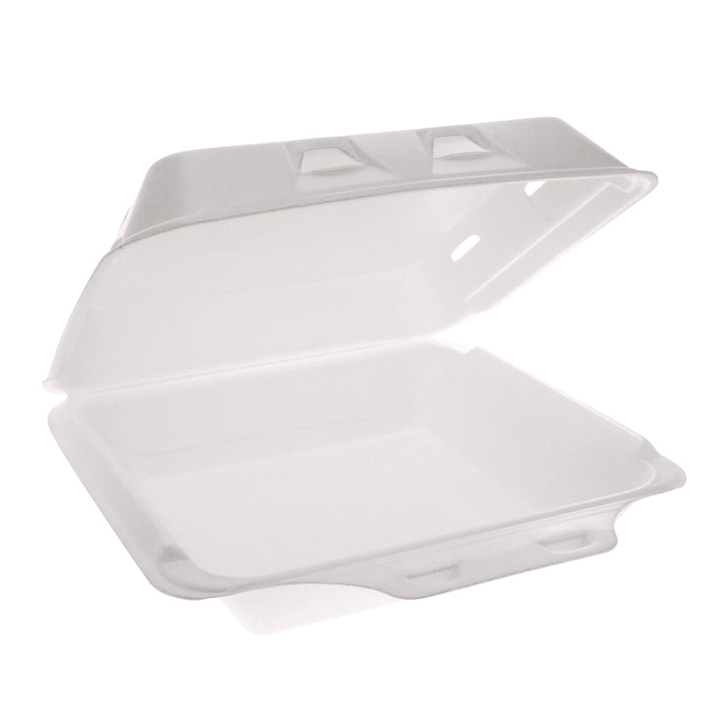 Pactiv Evergreen SmartLock Vented Foam Hinged Lid Container, 9 x 9.5 x 3.3, White, 150/Carton (PCTYHLWV9010000) Case of 150