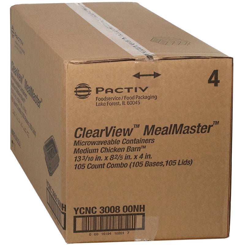 Pactiv Evergreen ClearView MealMaster Chicken Barn, 13.3 x 8.4 x 4, Black/Clear, 105/Carton (PCTYCNC300800NH) Case of 105