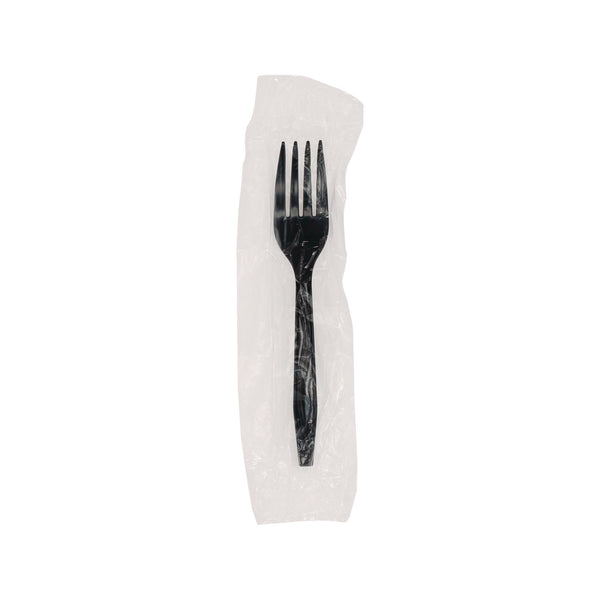 Pactiv Evergreen Meadoware Cutlery, Individually Wrapped, Fork, Black, 1,000/Carton (PCTMKFE) Case of 1000