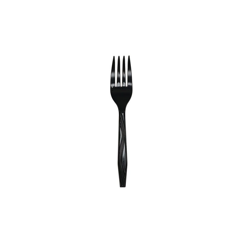 Pactiv Evergreen Meadoware Cutlery, Individually Wrapped, Fork, Black, 1,000/Carton (PCTMKFE) Case of 1000