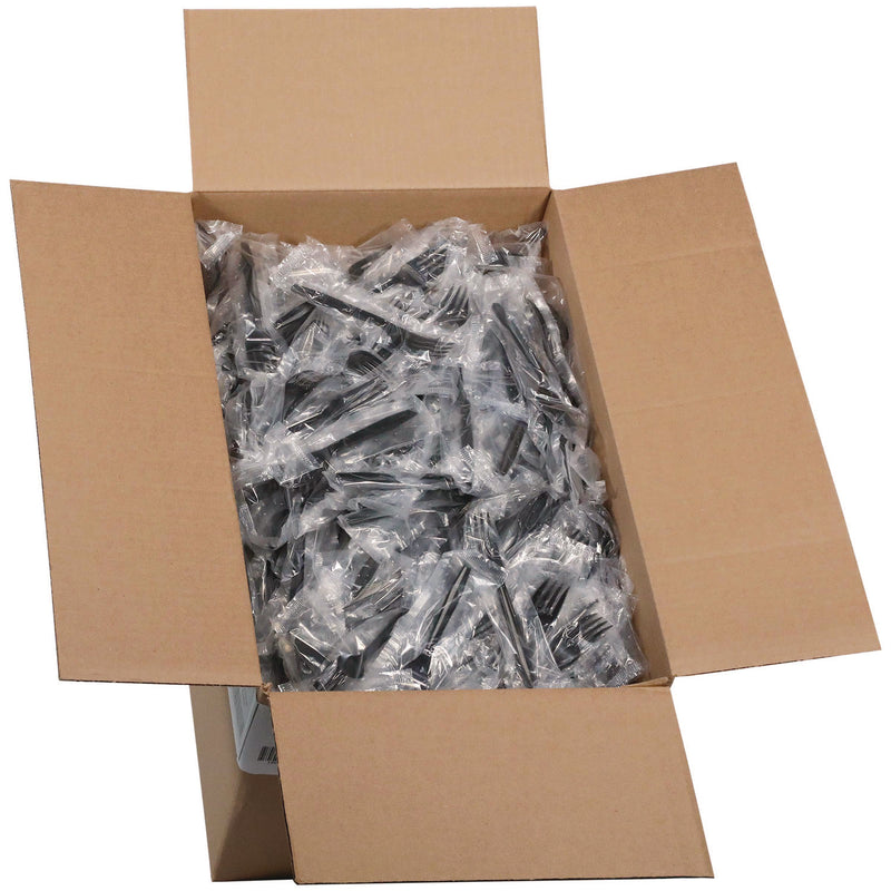 Pactiv Evergreen Meadoware Cutlery, Individually Wrapped, Fork, Black, 1,000/Carton (PCTMKFE) Case of 1000