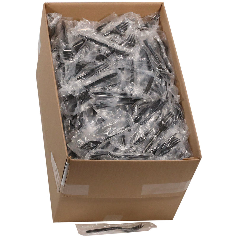 Pactiv Evergreen Meadoware Cutlery, Individually Wrapped, Fork, Black, 1,000/Carton (PCTMKFE) Case of 1000