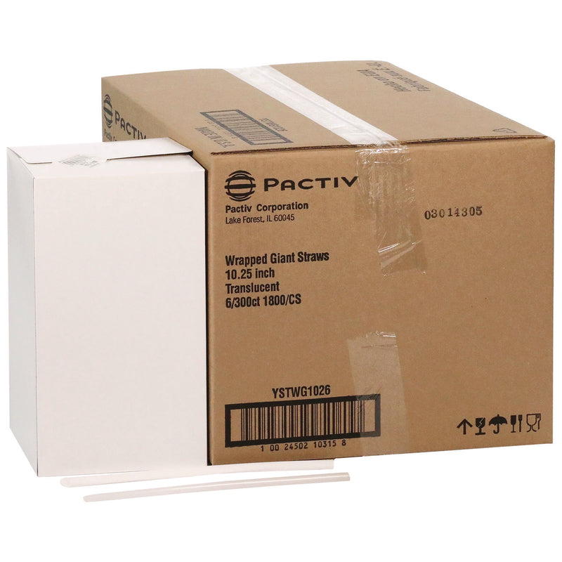 Pactiv Evergreen Giant Paper-Wrapped Straw, 10.25", Translucent, 1,800/Carton (PCTYSTWG1026) Case of 1800