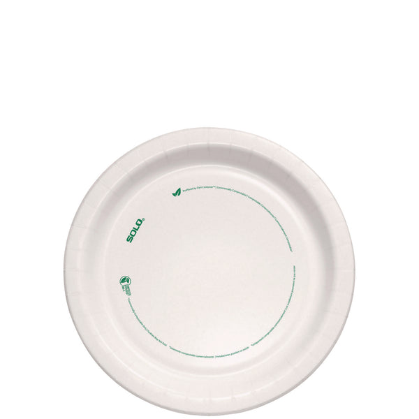 SOLO® Compostable Paper Dinnerware, ProPlanet Seal, Plate, 8.5" dia, White, 125/Pack (SCCMP9PLANETPK) Pack of 125