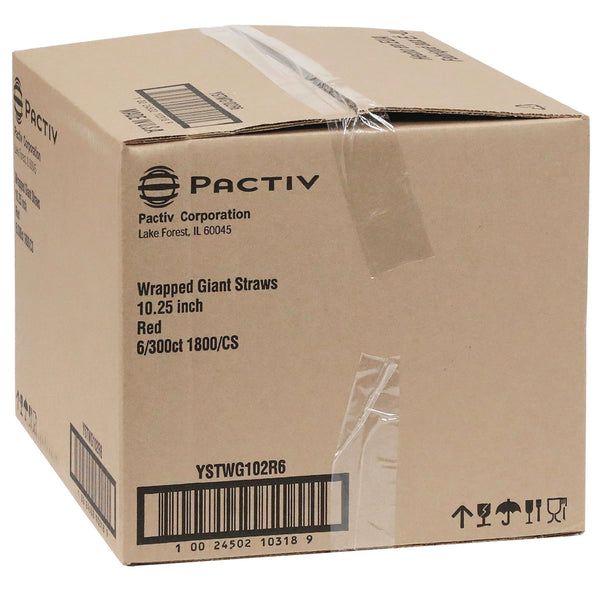 Giant Paper-Wrapped Straw, 10.25, Red, 1,800/Carton (PCTYSTWG102R6) Case of 1800