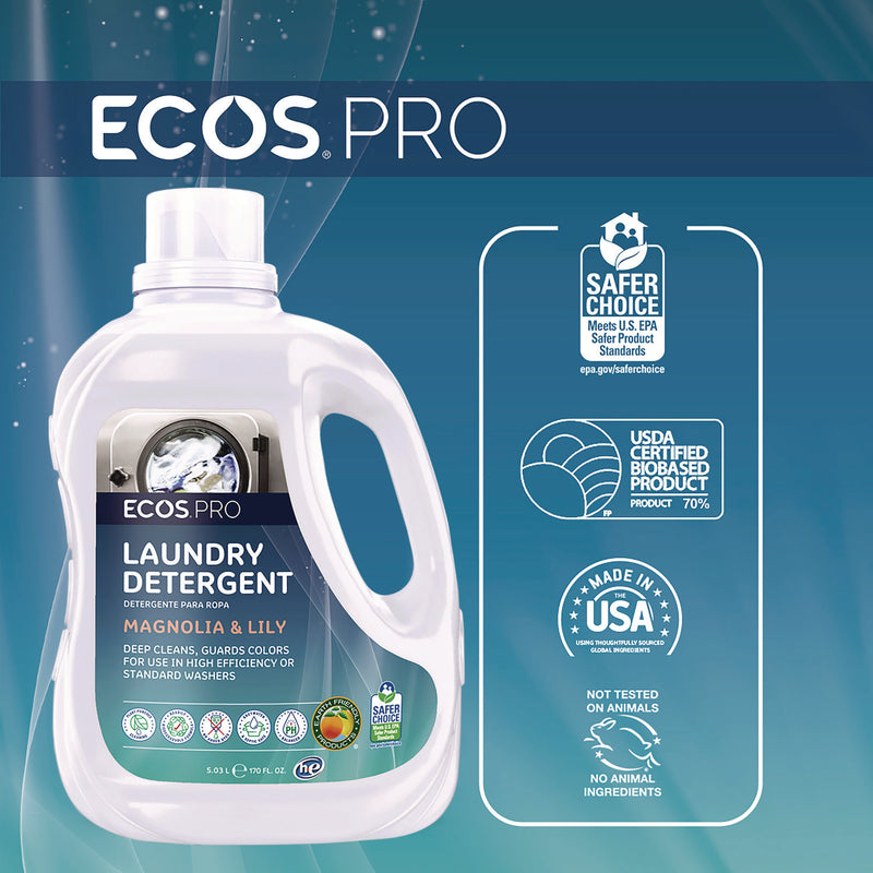 ECOS® PRO Laundry Detergent Liquid, Magnolia and Lily Scent, 170 oz Jug, 2/Carton (EOPPL937202CT) Case of 2