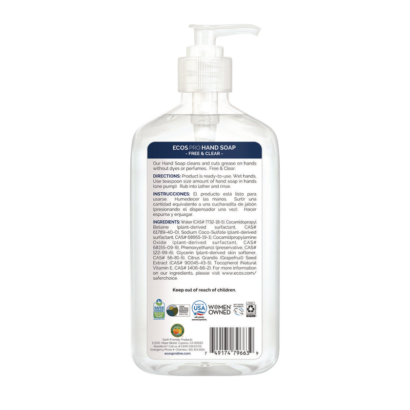 ECOS® PRO Liquid Hand Soap, Free and Clear, 17 oz, 6/Carton (EOPPL96636CT) Case of 6
