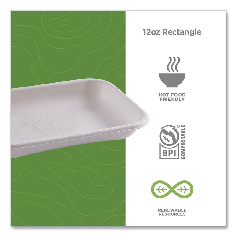 Eco-Products® WorldView Vanguard Rectangular Container, 12 oz, 7 x 4.75 x 1, Sugarcane Fiber, White, 400/Carton (ECOEPSCRC12NFA) Case of 400