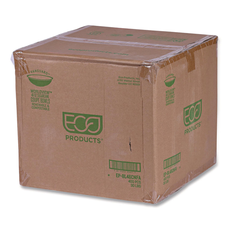 Eco-Products® Vanguard Renewable and Compostable Sugarcane Bowls, 46 oz, White, 400/Carton (ECOEPBL46CNFA) Case of 400