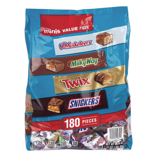 MARS Minis Variety Pack, Chocolate, 49.44 oz Bag, 180 Pieces (GRR22002451) Each