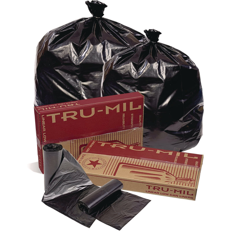 Pitt Plastics Tru-Mil Can Liners, 55 gal, 1.8 mil, 36 x 58, Black, Coreless Roll, 50/Carton (PITTM60XK) Case of 50