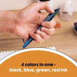 BIC® 4-Color Smooth Multi-Color Ballpoint Pen, Retractable, Medium 1 mm, Black/Blue/Green/Red Ink, Black/Blue Barrel, 12/Pack (BICMMS11AAST) Pack of 12