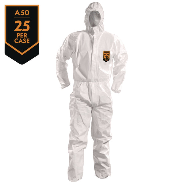 KleenGuard™ A50 Breathable Splash and Particle Protection Overalls, White, X-Large, 25/Carton (KCC51927) Case of 25