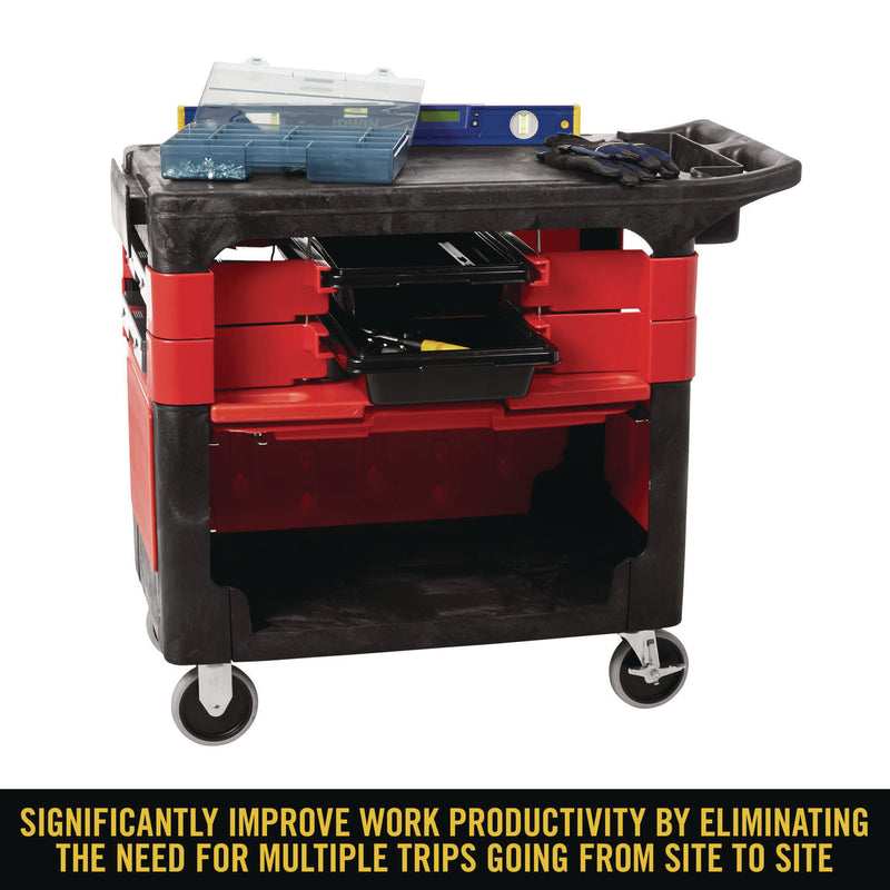 Rubbermaid Locking Trades Cart, 330-lb Capacity, Two-Shelf, 19.25w x 38d x 33.38h, Black (RCP6180-88BLA) Each