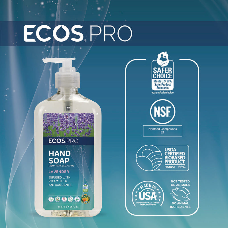 ECOS® PRO Liquid Hand Soap, Lavender, 17 oz, 6/Carton (EOPPL96656CT) Case of 6
