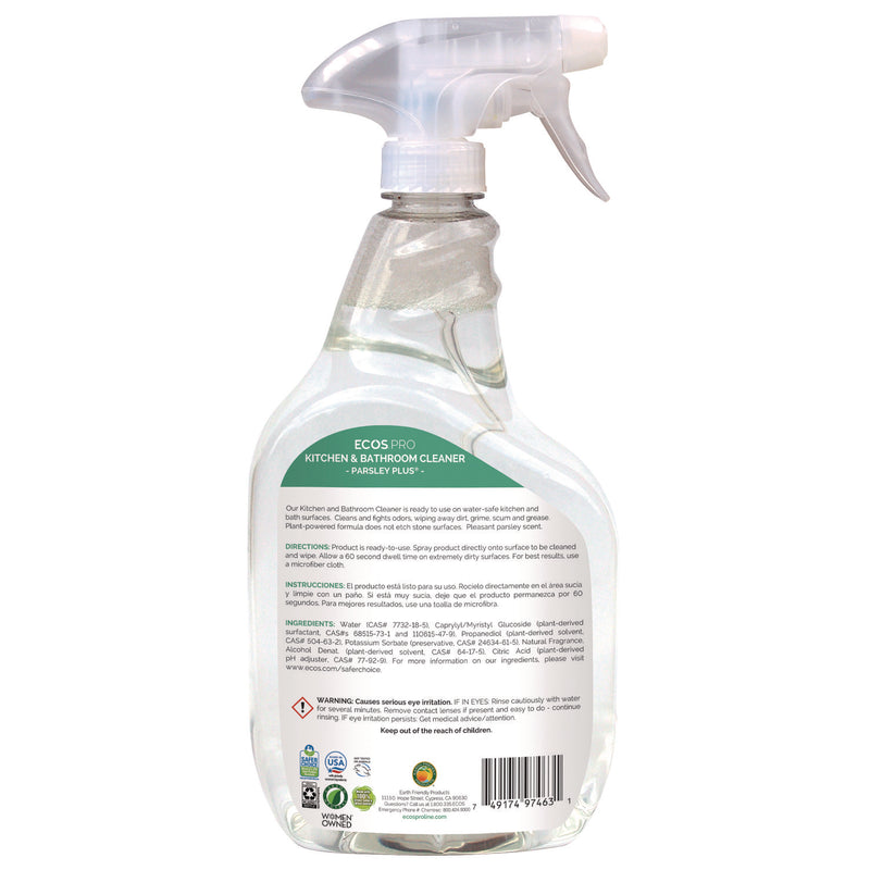 ECOS® PRO Parsley Plus All-Purpose Kitchen and Bathroom Cleaner, Parsely Scent, 32 oz Spray Bottle, 6/Carton (EOPPL97466CT) Case of 6