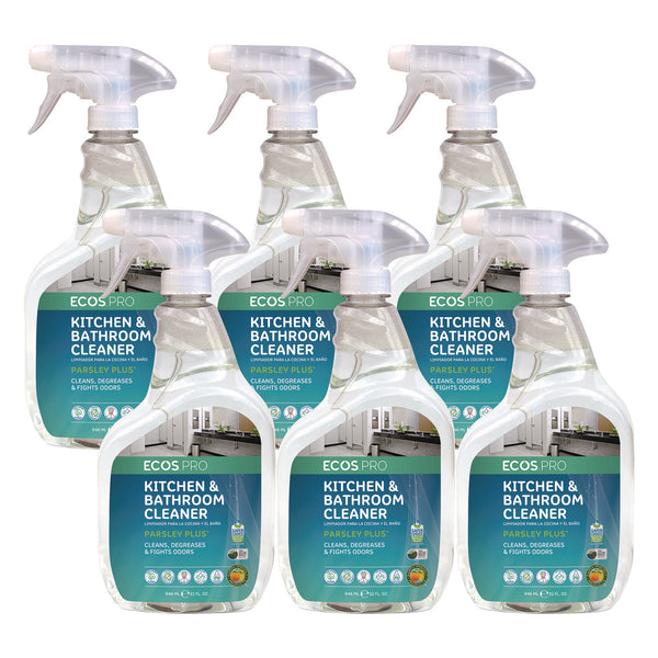 ECOS® PRO Parsley Plus All-Purpose Kitchen and Bathroom Cleaner, Parsely Scent, 32 oz Spray Bottle, 6/Carton (EOPPL97466CT) Case of 6
