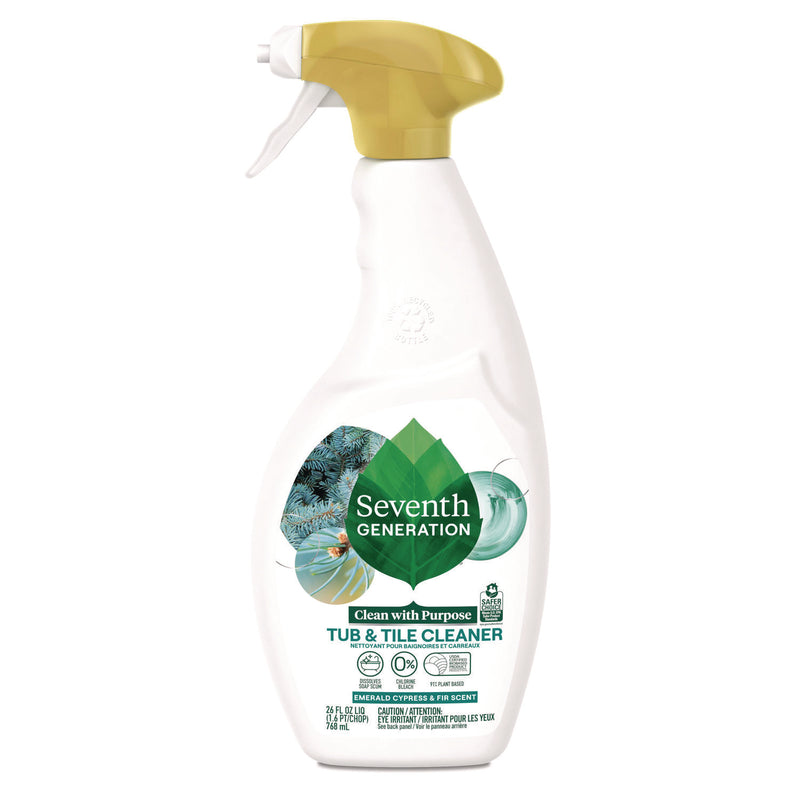 Seventh Generation Professional Tub and Tile Cleaner, Emerald Cypress and Fir Scent, 26 oz Spray Bottle, 8/Carton (SEV67662077) Case of 8