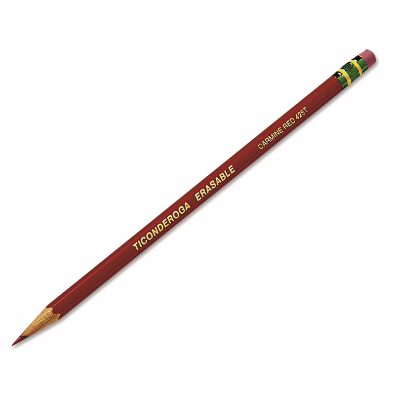 Erasable Colored Pencils, 2.6 mm, 2B, Carmine Red Lead, Carmine Red Barrel, 12/Pack (DIX142590002) Pack of 12