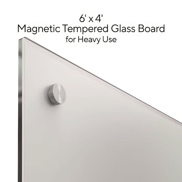 Magnetic Tempered Glass Dry Erase Board, 72" x 48", White Surface (TUDTR61197) Each