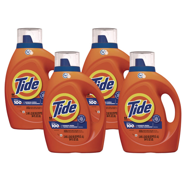 Tide HE Laundry Detergent, Original Scent, Liquid, 64 Loads, 84 oz Bottle, 4/Carton (PGC12110CT) Case of 4