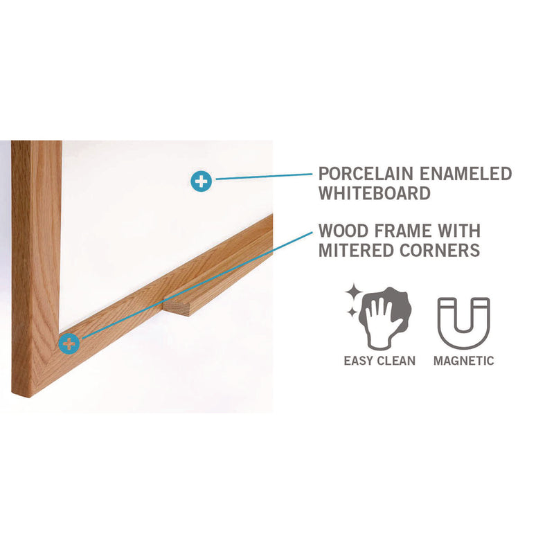 Ghent M1 Porcelain Magnetic Whiteboard, 87.94" x 48.5", White Surface, Natural Wood Frame (GHEM1W474) Each