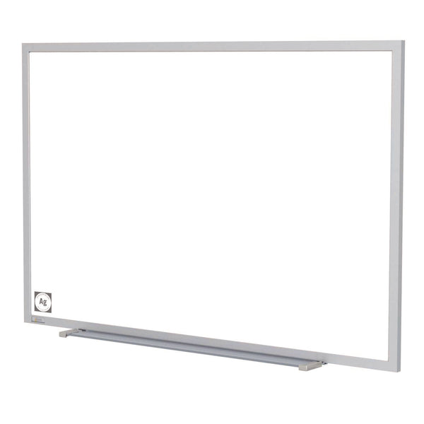 Ghent Hygienic Porcelain Magnetic Whiteboard with Aluminum Frame, 87.91" x 48.5", White Surface, Satin Aluminum Frame (GHEM4474) Each