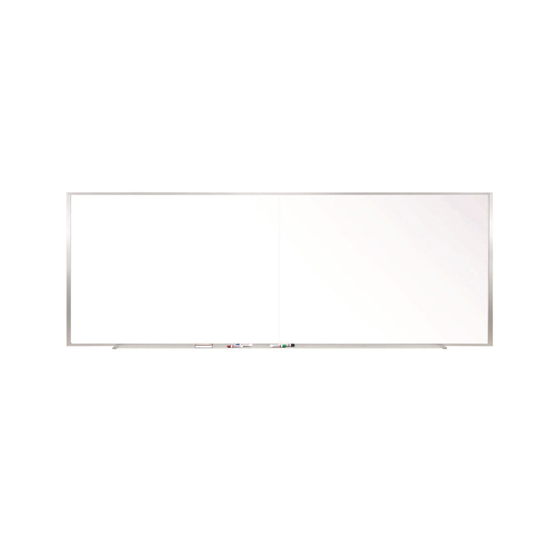 Ghent Two-Piece M1 Porcelain Magnetic Whiteboard, 120.75" x 48.5", White Surface, Satin Aluminum Frame (GHEM141042P) Each