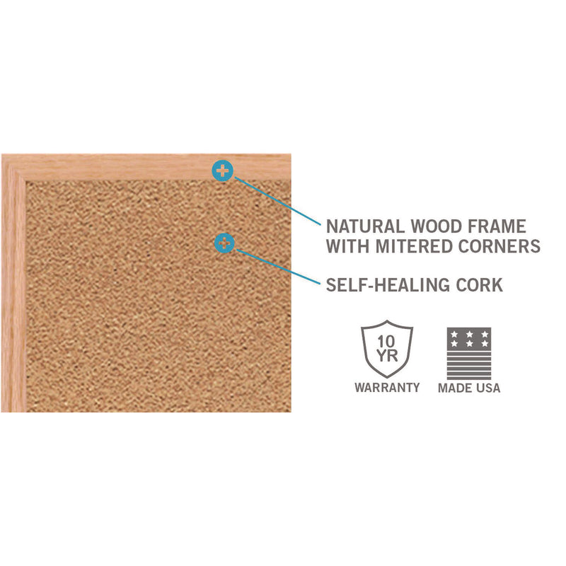 Ghent Natural Cork Bulletin Board with Wood Frame, 87.94" x 48.5", Tan Surface, Natural Oak Frame (GHEWK47) Each