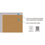 Ghent Natural Cork Bulletin Board with Aluminum Frame, 87.91" x 48.5", Tan Surface, Satin Aluminum Frame (GHEAK47) Each