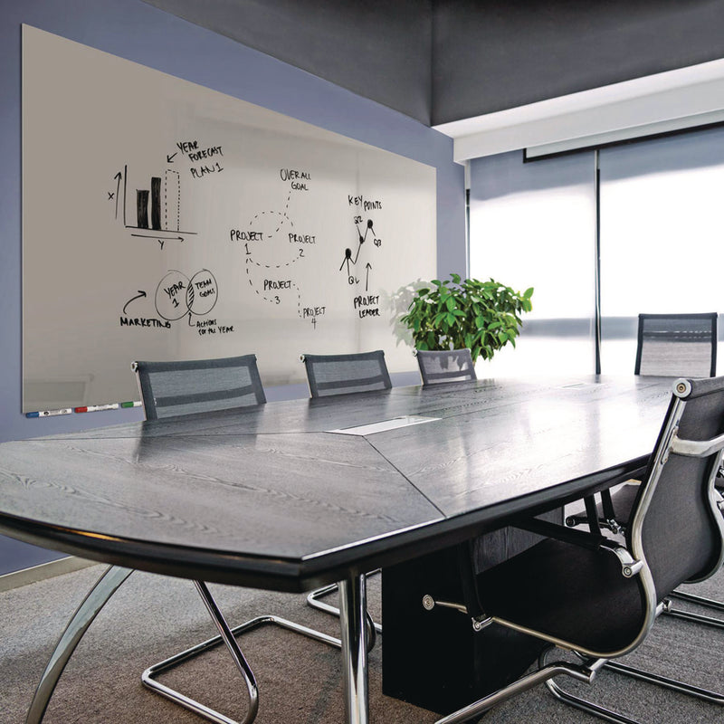 Ghent Aria Low-Profile Frameless Magnetic Glassboard, 36" x 24", Gray Surface (GHEARIASM23GY) Each