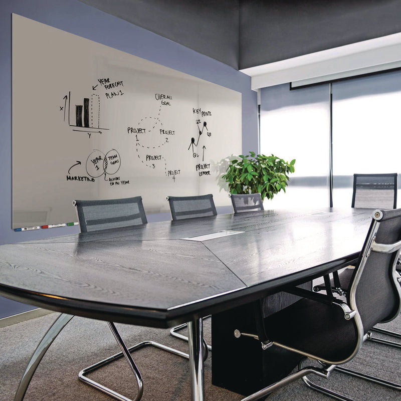 Ghent Aria Low-Profile Frameless Magnetic Glassboard, 48" x 36", Gray Surface (GHEARIASM34GY) Each