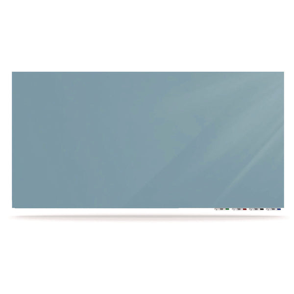 Ghent Aria Low-Profile Frameless Magnetic Glassboard, 96" x 48", Denim Blue Surface (GHEARIASM48DM) Each