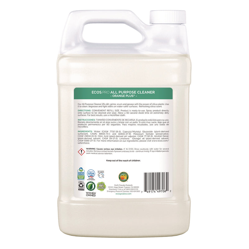 ECOS® PRO Orange Plus All-Purpose Cleaner and Degreaser, Citrus Scent, 1 gal Bottle, 4/Carton (EOPPL970604CT) Case of 4