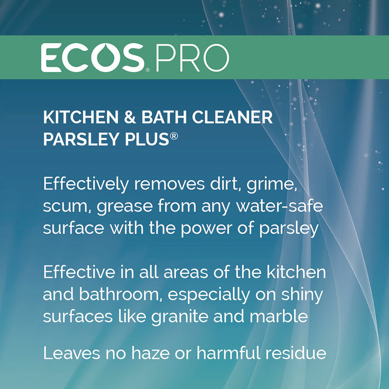 ECOS® PRO Parsley Plus All-Purpose Kitchen and Bathroom Cleaner, Herbal Scent, 1 gal Bottle, 4/Carton (EOPPL974604CT) Case of 4