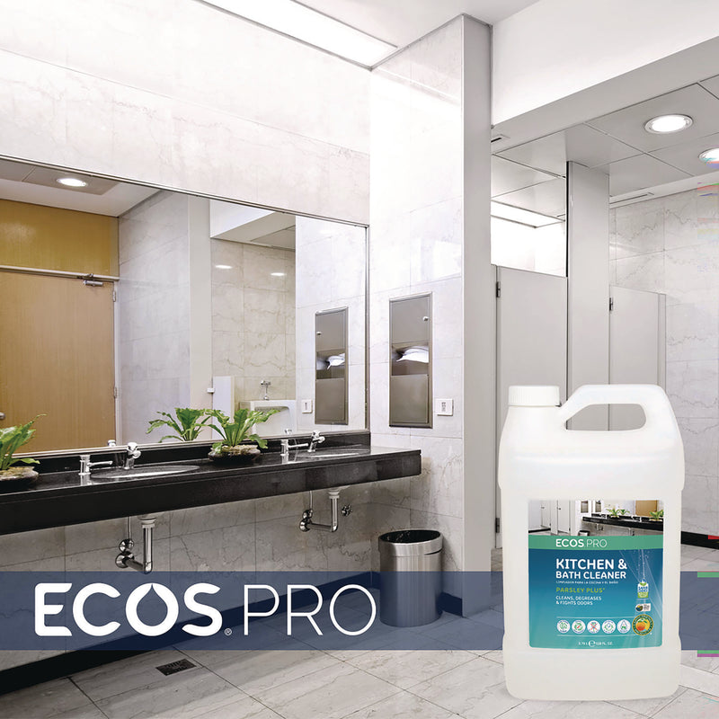 ECOS® PRO Parsley Plus All-Purpose Kitchen and Bathroom Cleaner, Herbal Scent, 1 gal Bottle, 4/Carton (EOPPL974604CT) Case of 4