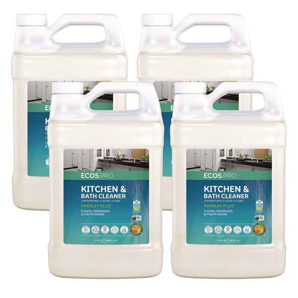 ECOS® PRO Parsley Plus All-Purpose Kitchen and Bathroom Cleaner, Herbal Scent, 1 gal Bottle, 4/Carton (EOPPL974604CT) Case of 4