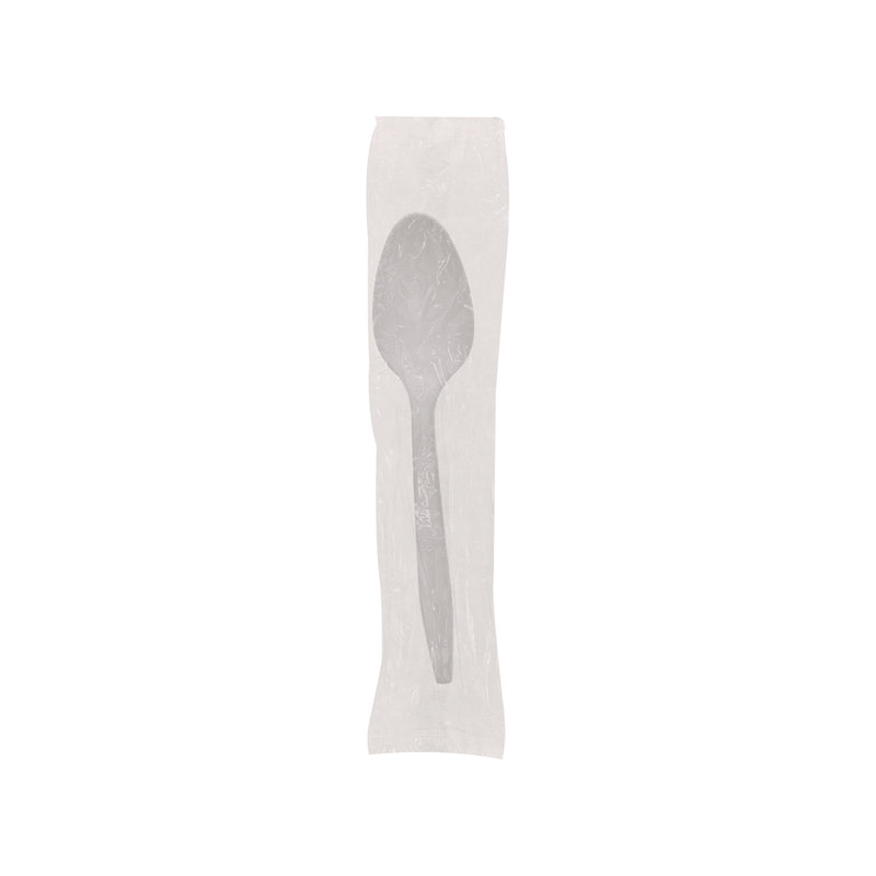 Fieldware Cutlery, Individually Wrapped, Mediumweight Spoon, Plastic, White, 1,000/Carton (PCTFKSWCH) Case of 1000