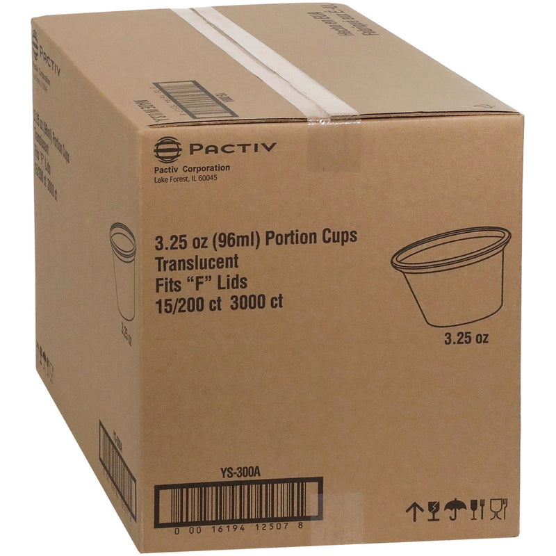 Pactiv Evergreen Plastic Portion Cup, 3.25 oz, Translucent, 3,000/Carton (PCTYS300A) Case of 3000