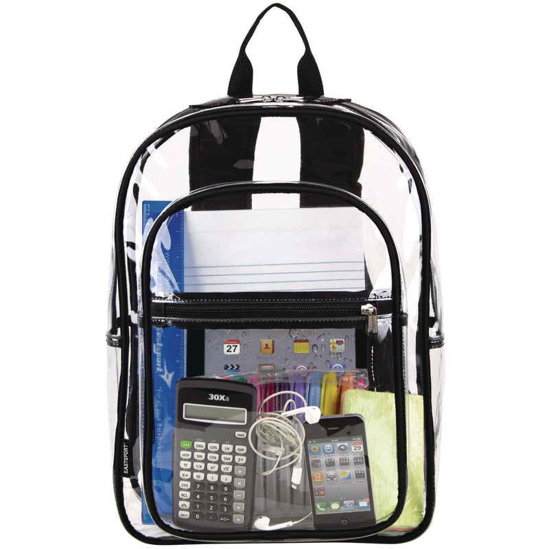 Clear with Color Trim Backpack, 11.5" x 5" x 16.5", Clear/Black (EST190991EDBLK) Each