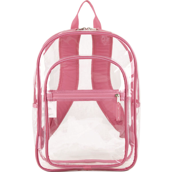 Eastsport® Clear with Color Trim Backpack, 11.5" x 5" x 16.5", Clear/Pink (EST190991EDPLM) Each