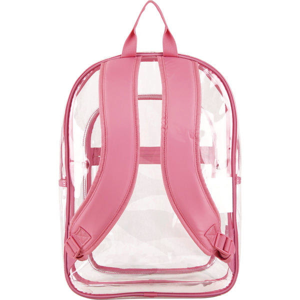Eastsport® Clear with Color Trim Backpack, 11.5" x 5" x 16.5", Clear/Pink (EST190991EDPLM) Each
