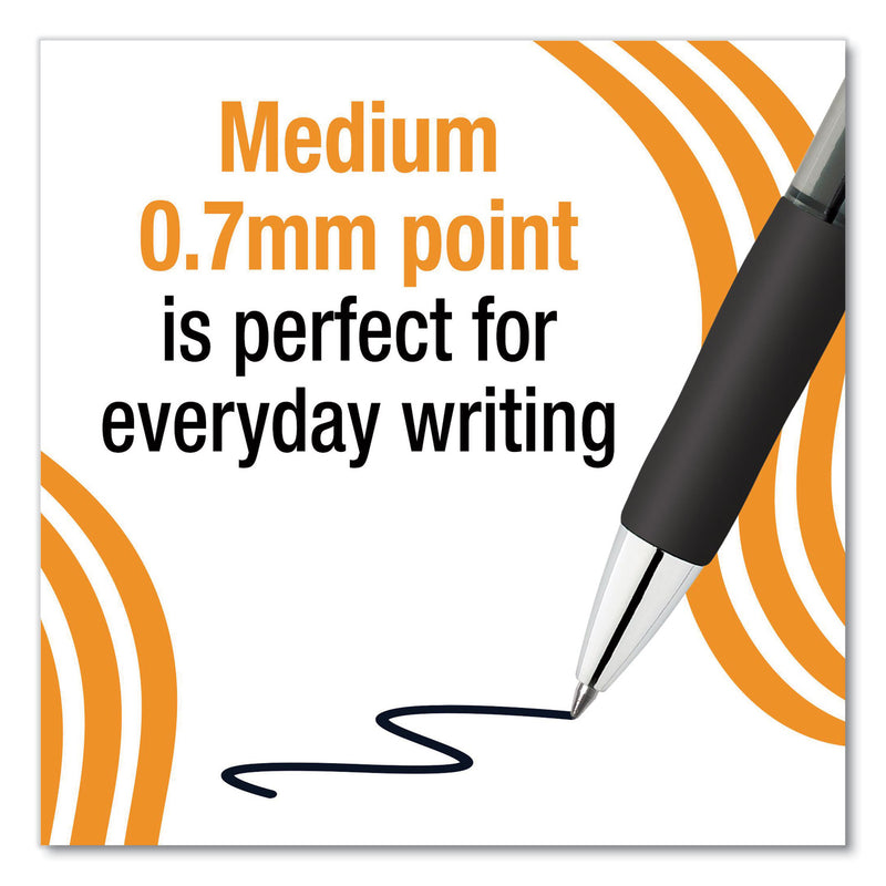 BIC® Gel-ocity Pro Quick Dry Gel Pen, Retractable, Medium 0.7 mm, Black Ink, Black/Clear Barrel, 12/Pack (BICRPGL11BLK) Pack of 12