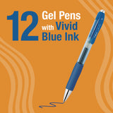 BIC® Gel-ocity Pro Quick Dry Gel Pen, Retractable, Medium 0.7 mm, Blue Ink, Blue/Clear Barrel, 12/Pack (BICRPGL11BLU) Pack of 12