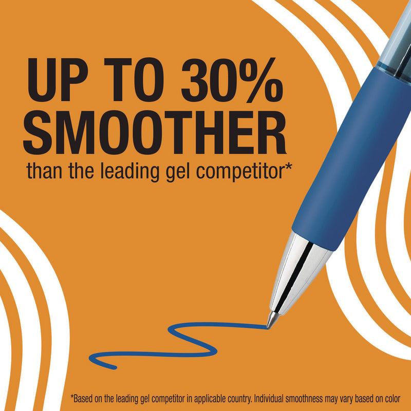 BIC® Gel-ocity Pro Quick Dry Gel Pen, Retractable, Medium 0.7 mm, Blue Ink, Blue/Clear Barrel, 12/Pack (BICRPGL11BLU) Pack of 12