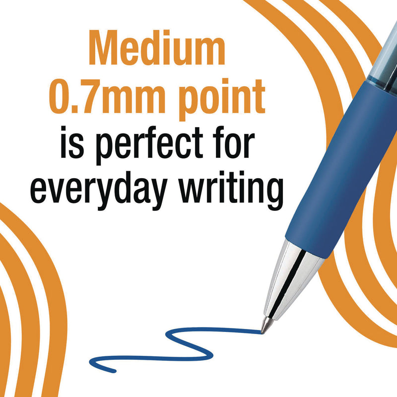 BIC® Gel-ocity Pro Quick Dry Gel Pen, Retractable, Medium 0.7 mm, Blue Ink, Blue/Clear Barrel, 12/Pack (BICRPGL11BLU) Pack of 12