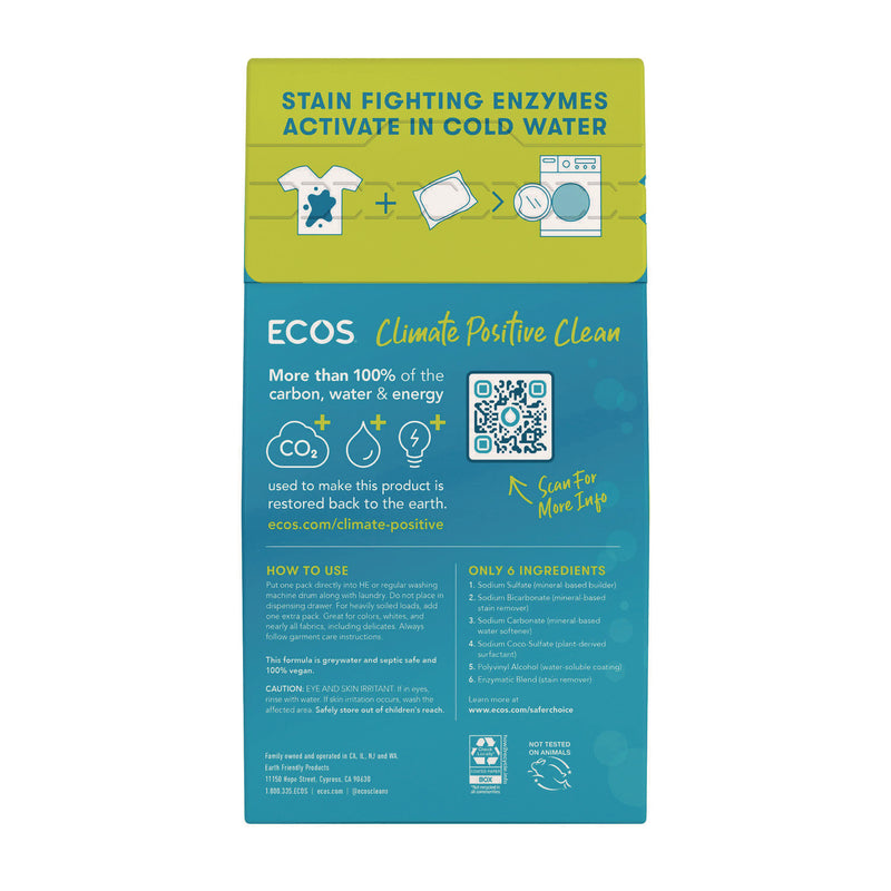 ECOS® Laundry Detergent Packs, Free and Clear, 40/Pack (EOP963706EA) Pack of 40