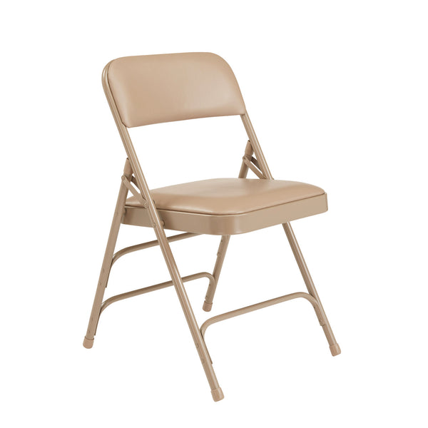 1300 Series Premium Vinyl Upholstered Triple Brace Double Hinge Folding Chair, Supports 500 lb, Beige Seat/Back/Base, 4/Pack (NPS1301) Each