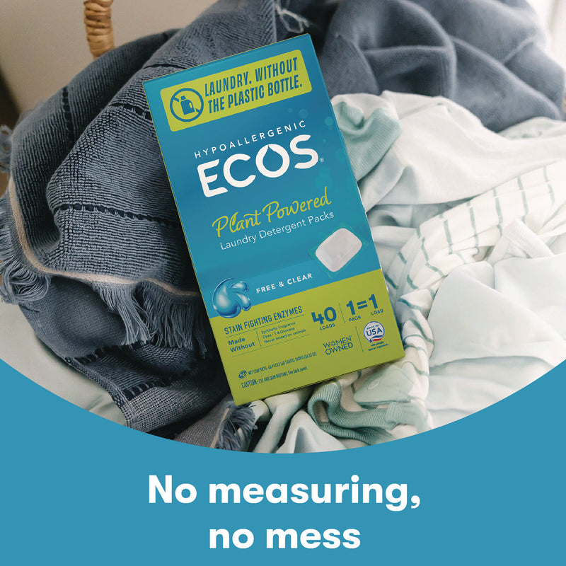 ECOS® Laundry Detergent Packs, Free and Clear, 40/Pack (EOP963706EA) Pack of 40