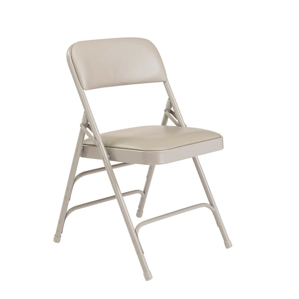 1300 Series Premium Vinyl Upholstered Triple Brace Double Hinge Folding Chair, Supports 500 lb, Gray Seat/Back/Base, 4/Pack (NPS1302) Each